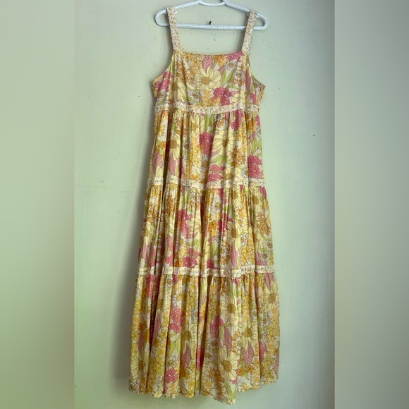 American Eagle Outfitters Dresses & Skirts - American Eagle Outfitters Tiered Ruffled Yellow and Pink Sundress